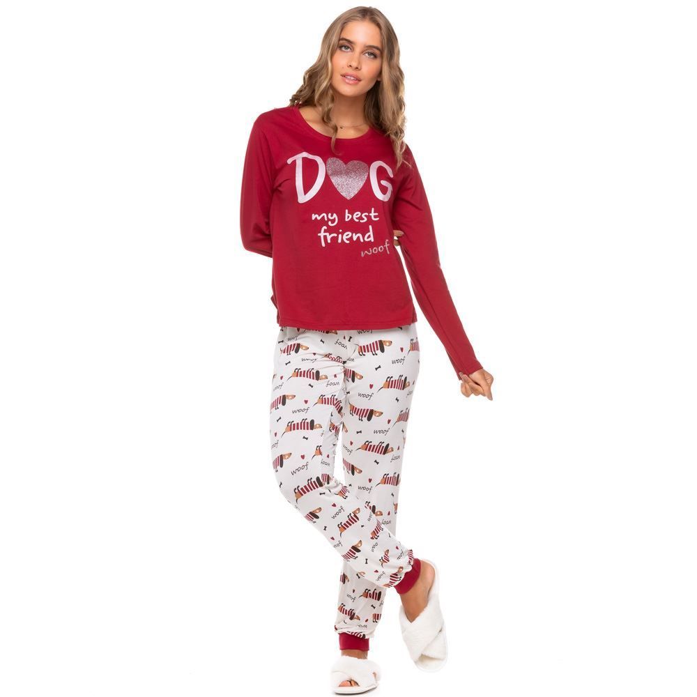 Pijama Longo Dog My Best Friend Glitter Holla
