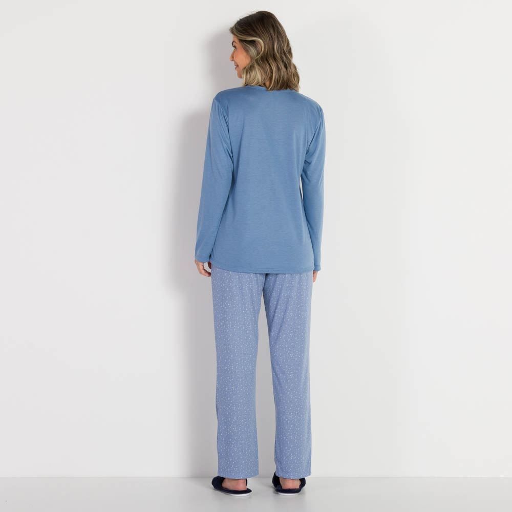 Pijama Longo Feminino Gestante Liso Patricia Foster