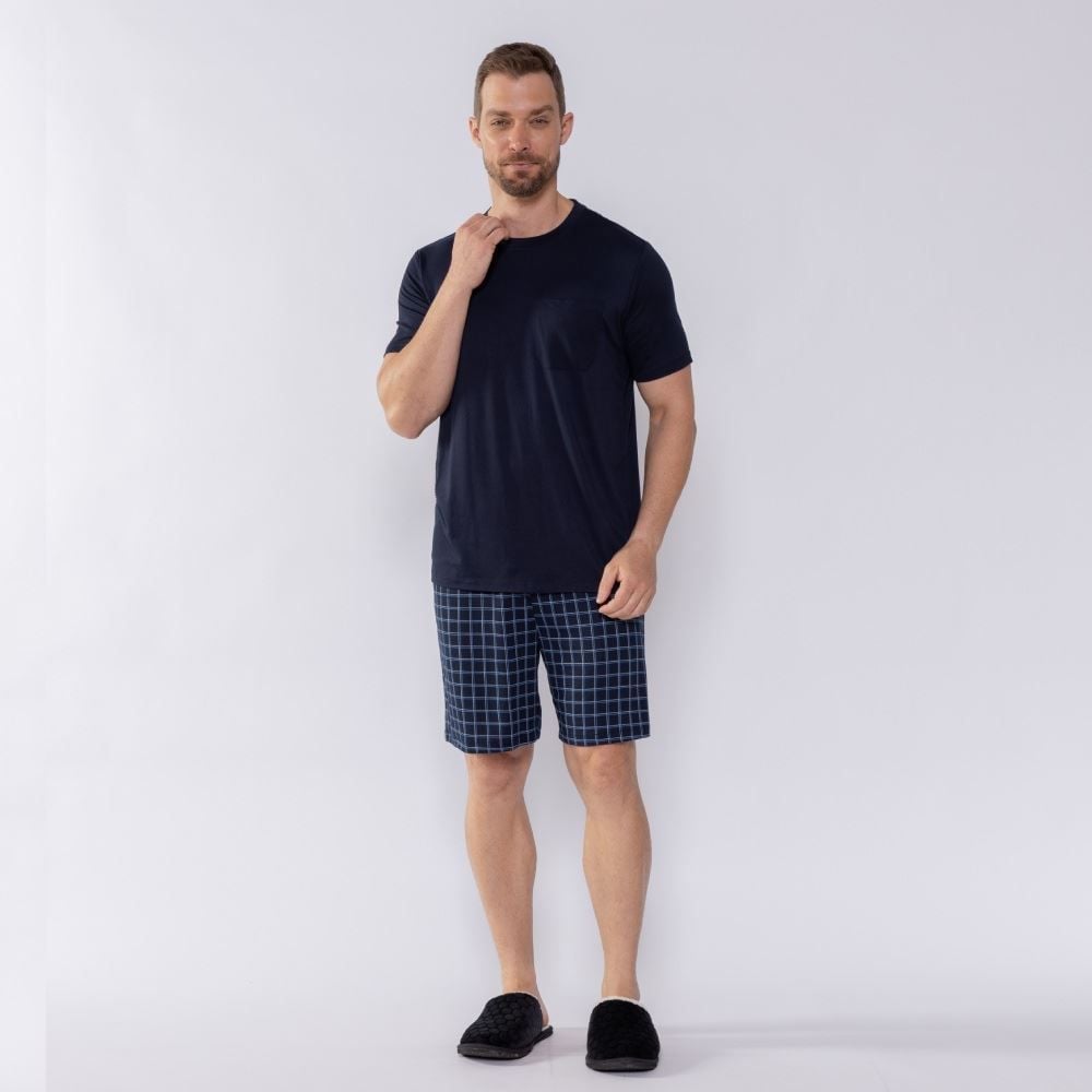 Pijama Masculino Xadrez Com Bolso Marc Alain