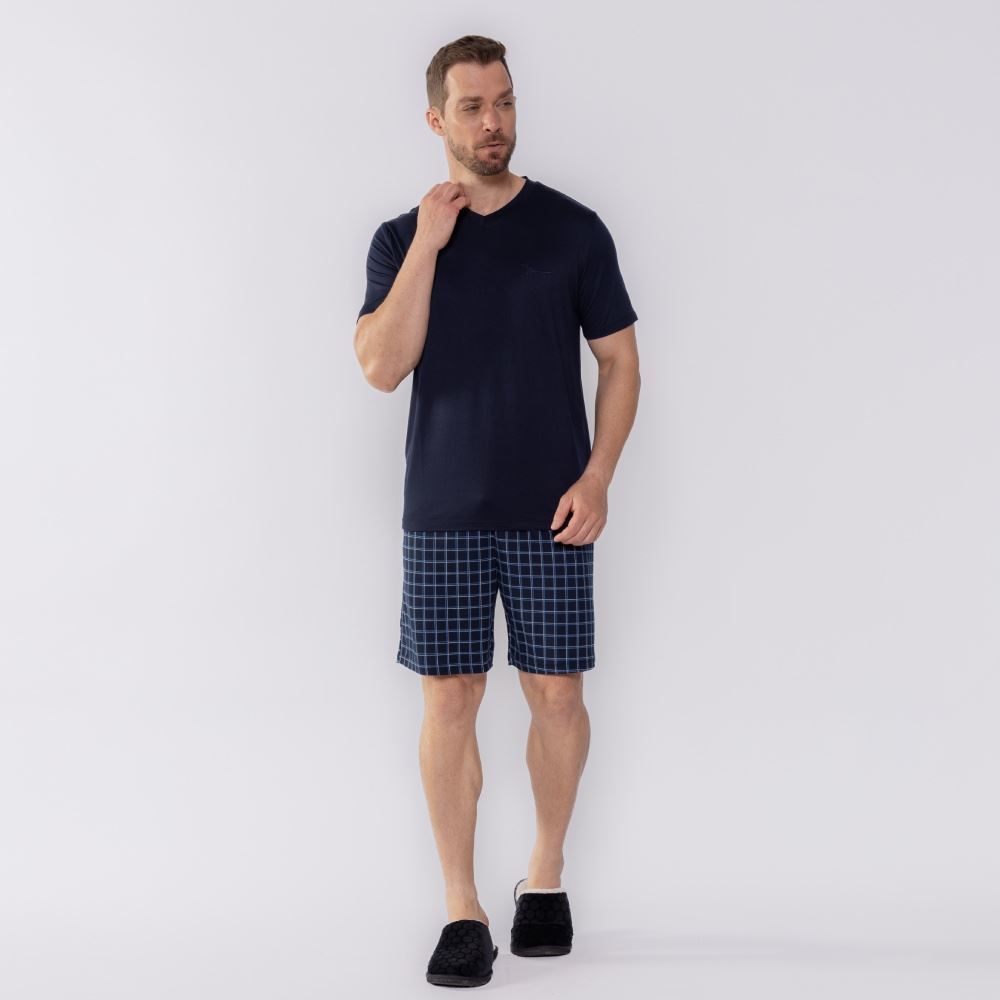 Pijama Masculino Curto Xadrez Marc Alain