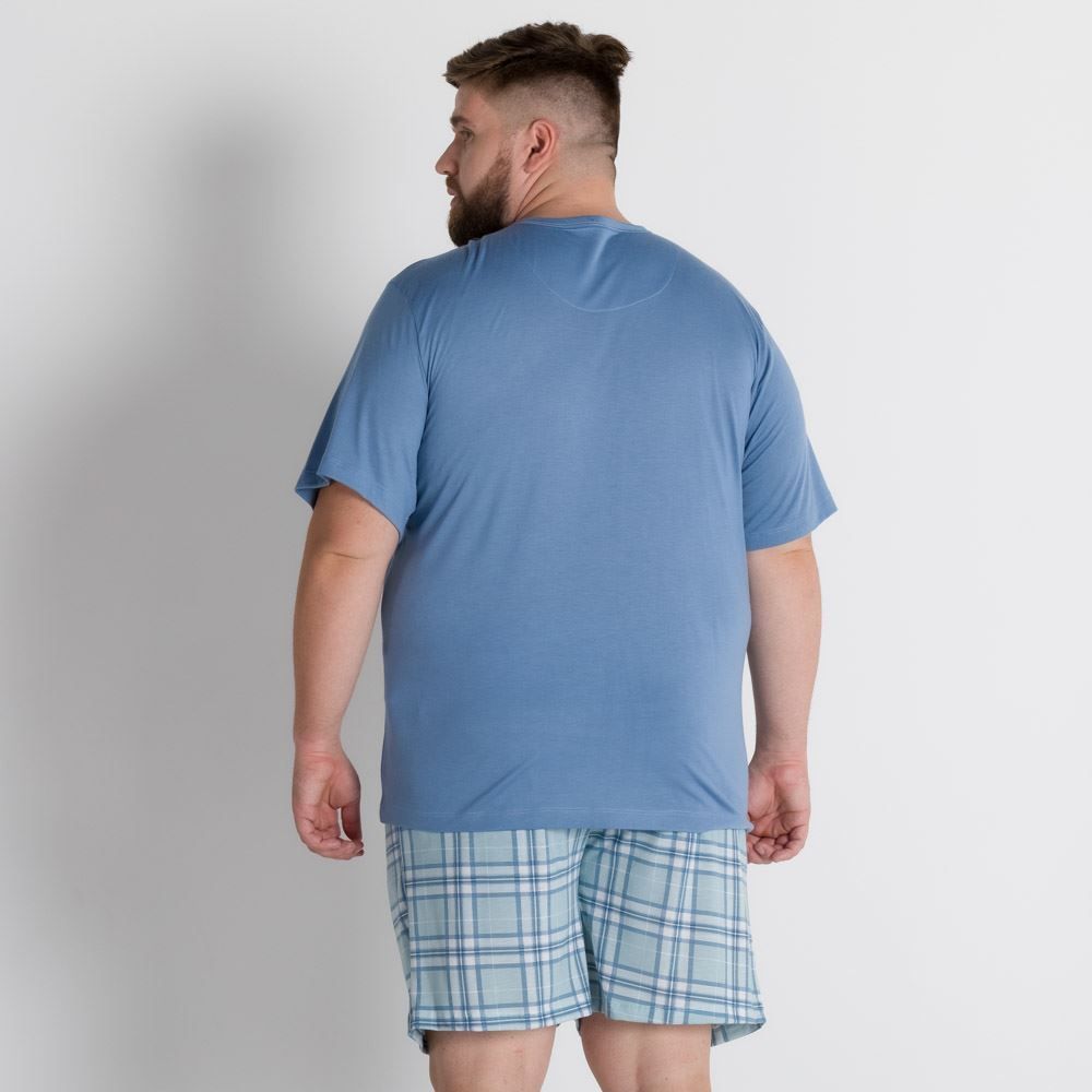 Pijama Plus Size Com Shorts Xadrez Marc Alain