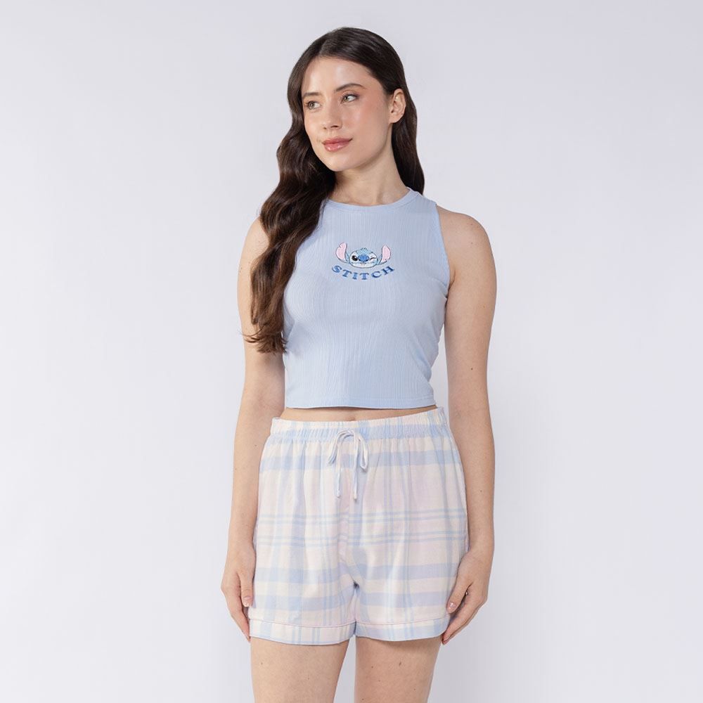 Pijama Stitch Feminino Regata Cropped Disney