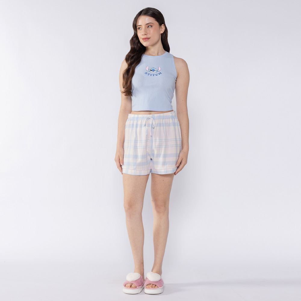 Pijama Stitch Feminino Regata Cropped Disney