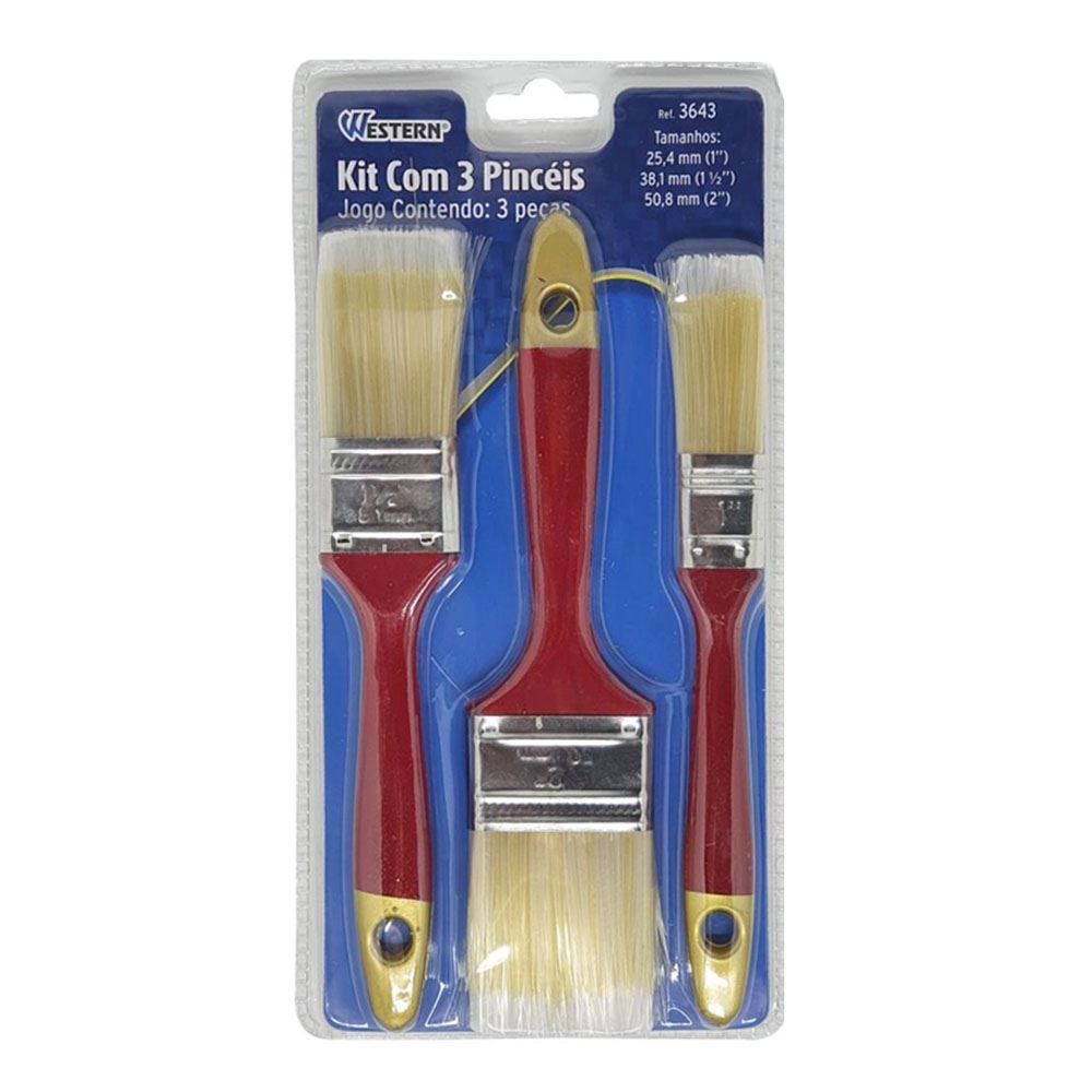Pincel Para Pintura Western 3 Peças - Vermelho