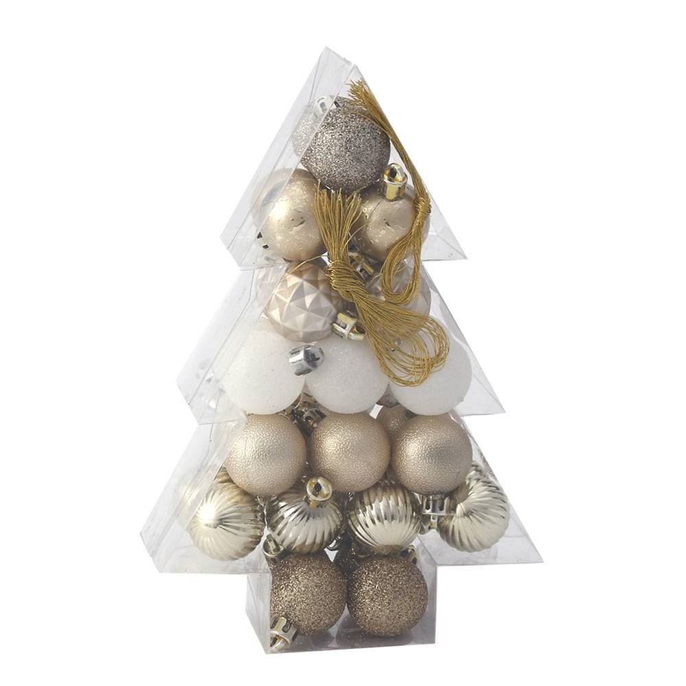 Pinheiro Mix Bolas De Natal Dourada E Branca 34 Unidades Tuut - 31602