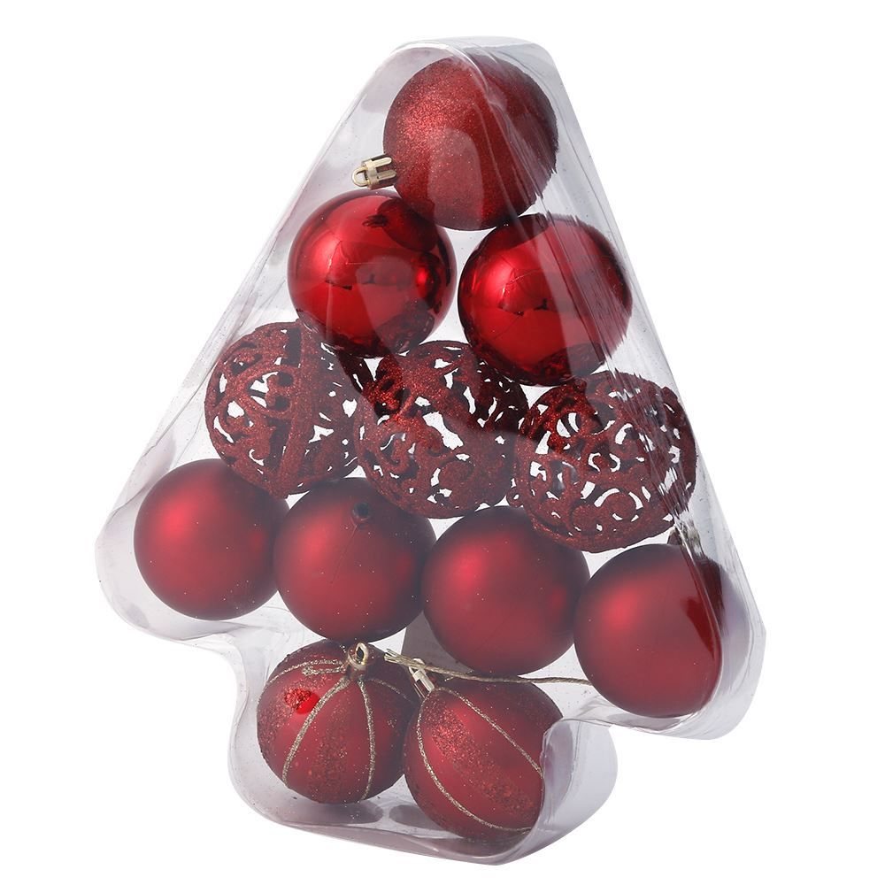 Pinheiro Mix De Bolas De Natal 6 Cm Vermelho Tuut - 12 unidades