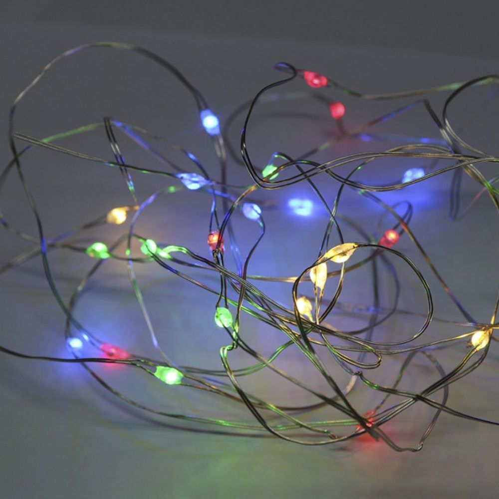 Pisca-Pisca Cordão Arame Estático Colorido 30 Leds Taschibra - Pilha