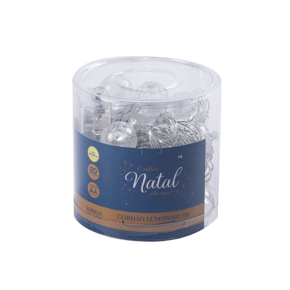 Pisca-Pisca de Natal Bolas 300K 20 Leds de 3M Havan Casa - A Pilha