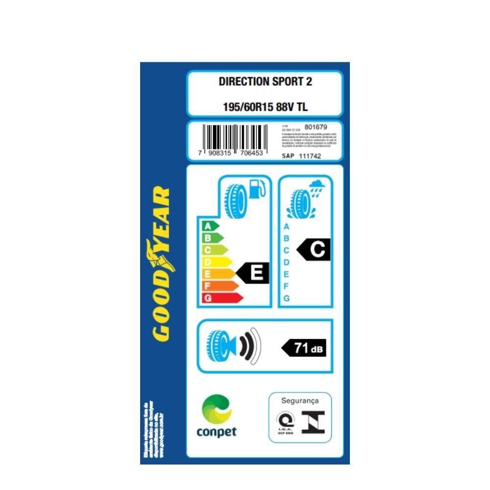 Pneu Goodyear Direction Sport 2 195/60 R15 88V Tl - Preto