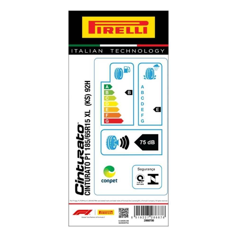 Pneu Pirelli Cinturato P1 185/65 R15 92H Xl - Preto