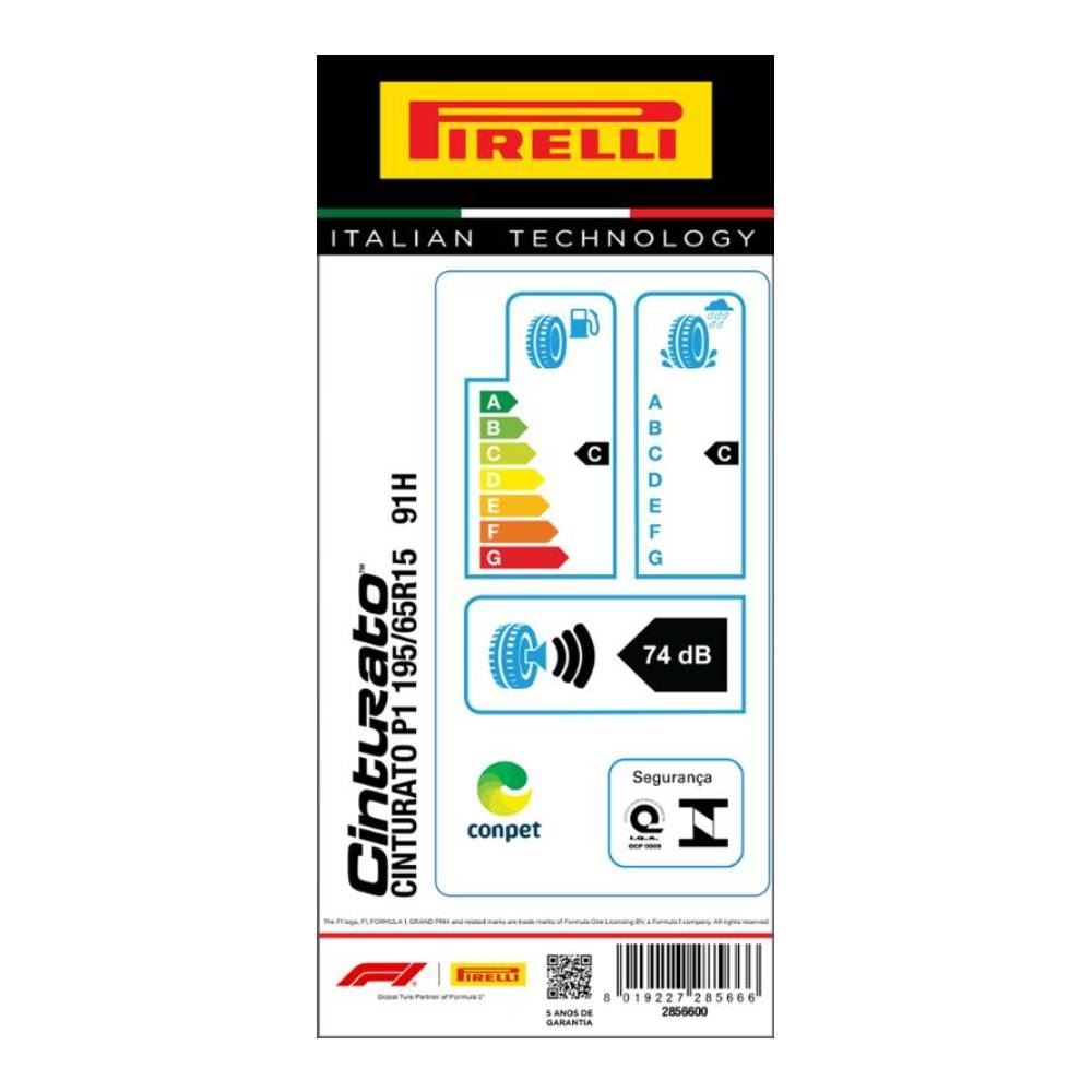Pneu Pirelli Cinturato P1 195/65 R15 91H - Preto