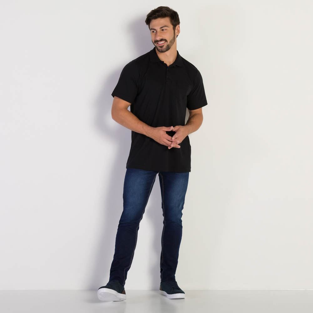 Polo Masculina Básica Com Bolso Marc Alain