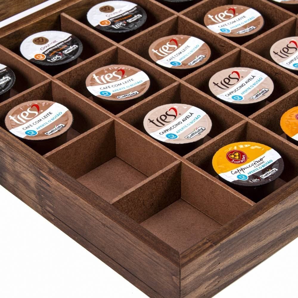 Porta Cápsula De Madeira Bw Quadros - 31cm