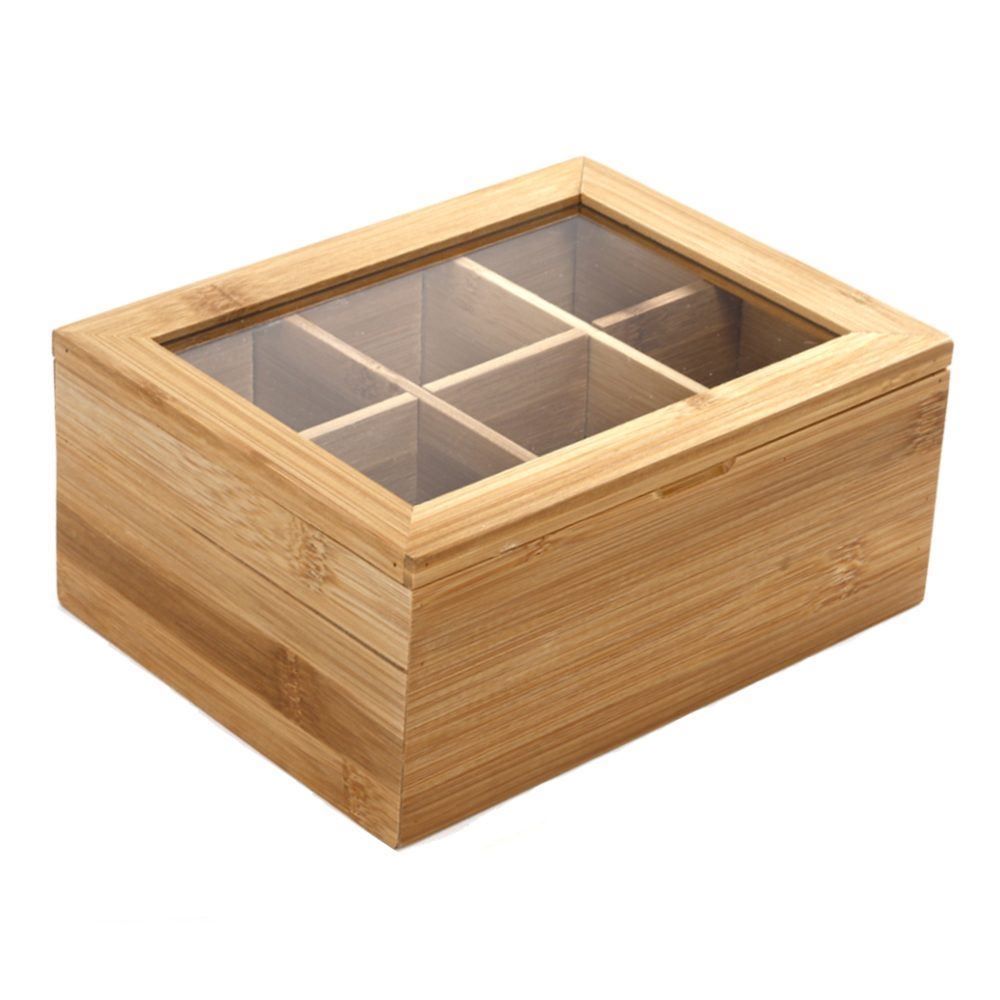 Porta Chá Com Tampa Ecokitchen Mimo Style - Bambu e Transparente