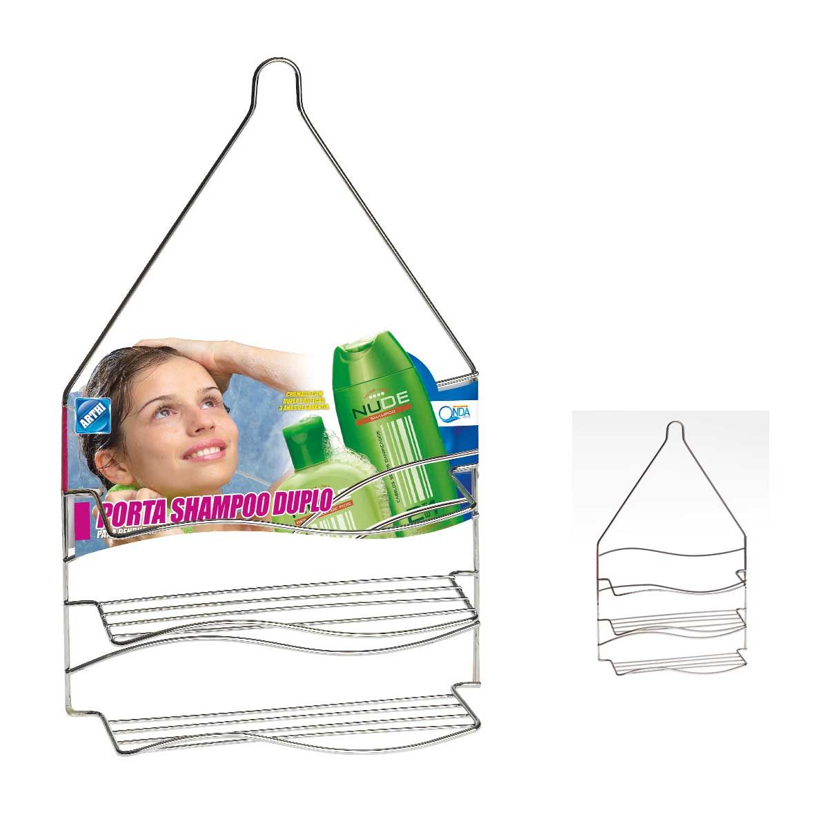 Porta Shampoo Duplo em Aço Cromado para Pendurar - Arthi - DIVERSOS