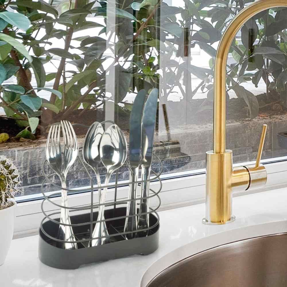 Porta Talheres Belize Black Life Arthi - Aço Inox