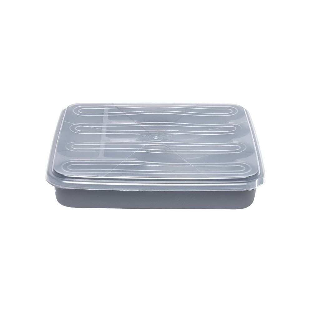 Porta Talheres Com Tampa Plasvale - Cinza