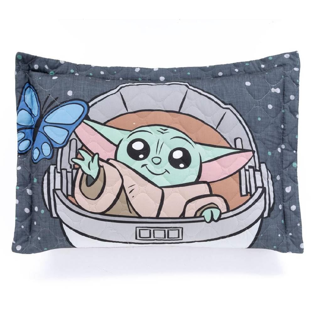 Porta Travesseiro Infantil Estampado Disney Hedrons - Baby Yoda Nave