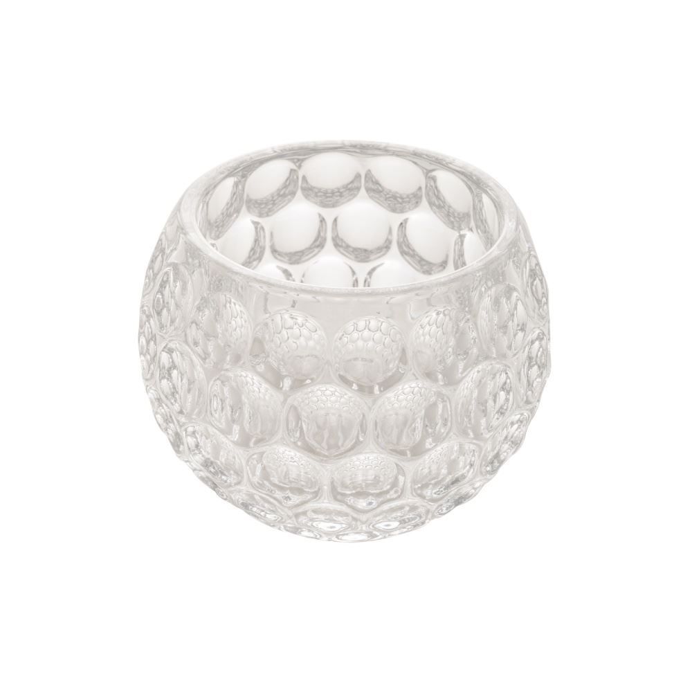 Porta Velas De Cristal Bolhas Lyor 7,5 Cm - Transparente