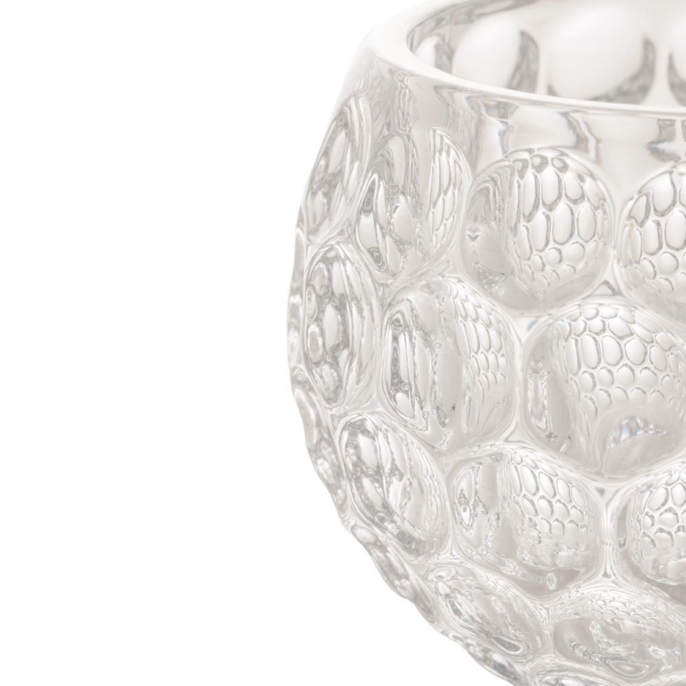 Porta Velas De Cristal Bolhas Lyor 9Cm - Transparente