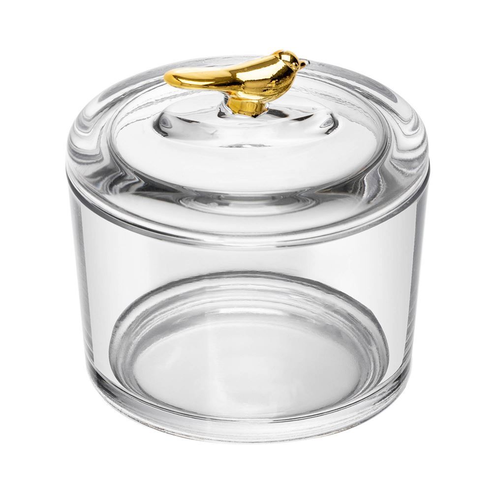 Pote Cristal Com Tampa Golden Bird 7,5Cm