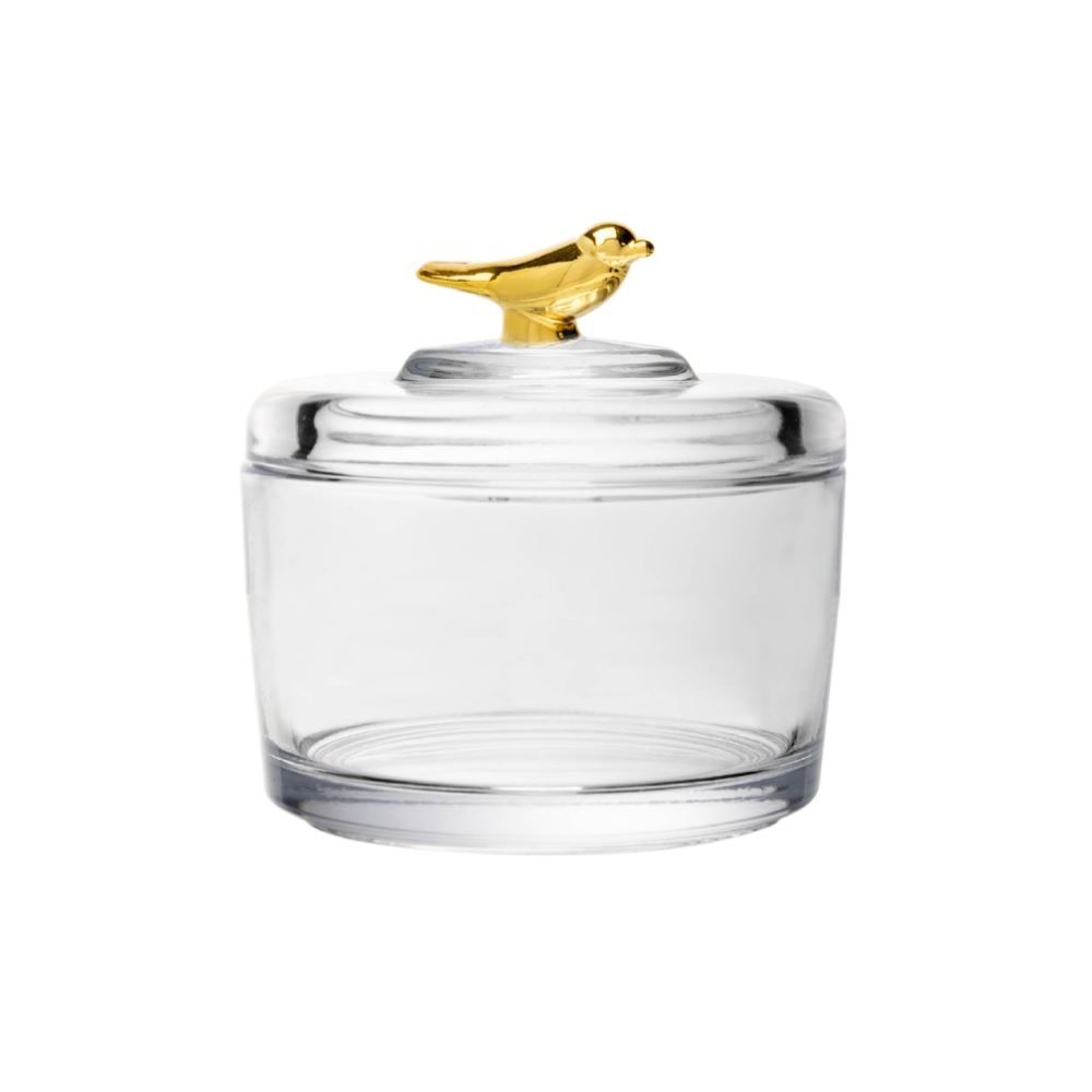 Pote Cristal com Tampa Golden Bird Wolff 7,5Cm