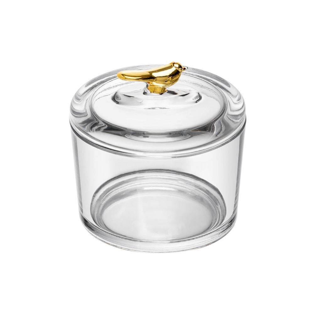 Pote Cristal com Tampa Golden Bird Wolff 7,5Cm