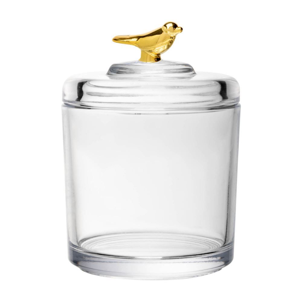 Pote Cristal Com Tampa Golden Bird 8Cm