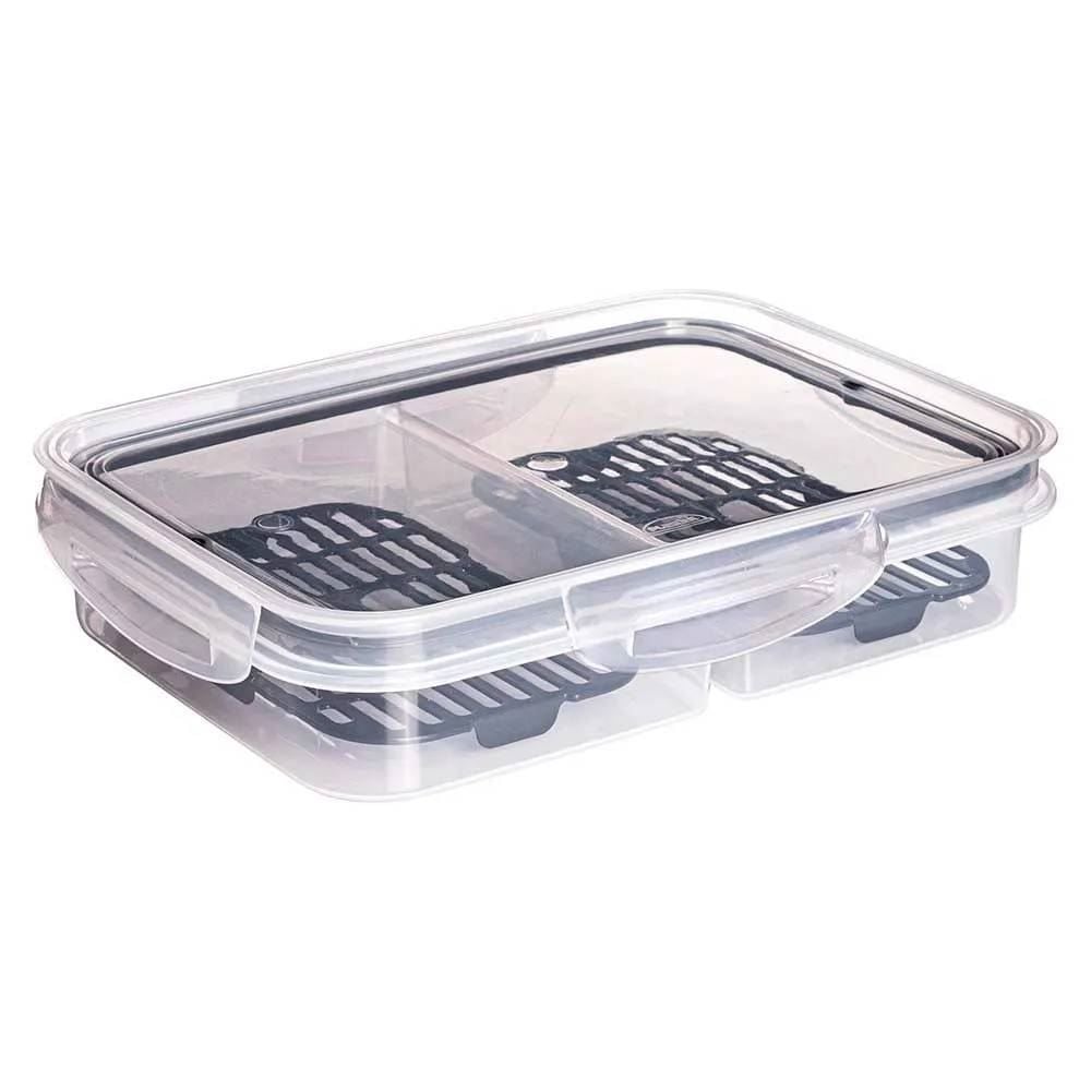 Pote De Frios Com Escorredor Plasútil 2 Divisórias 1Litro - Transparente 