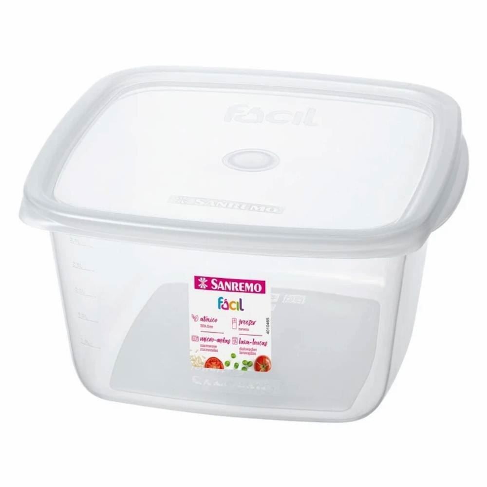 Pote De Plástico Quadrado Fácil Sanremo 3,7L - Transparente