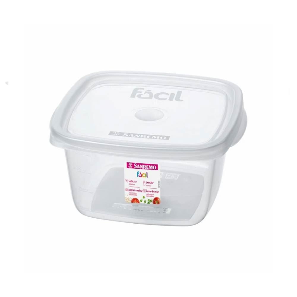 Pote De Plástico Quadrado Fácil Sanremo 800Ml - Transparente