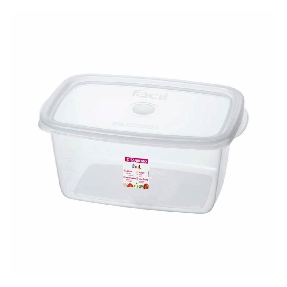 Pote De Plástico Retangular Fácil Sanremo 1,4L - Transparente