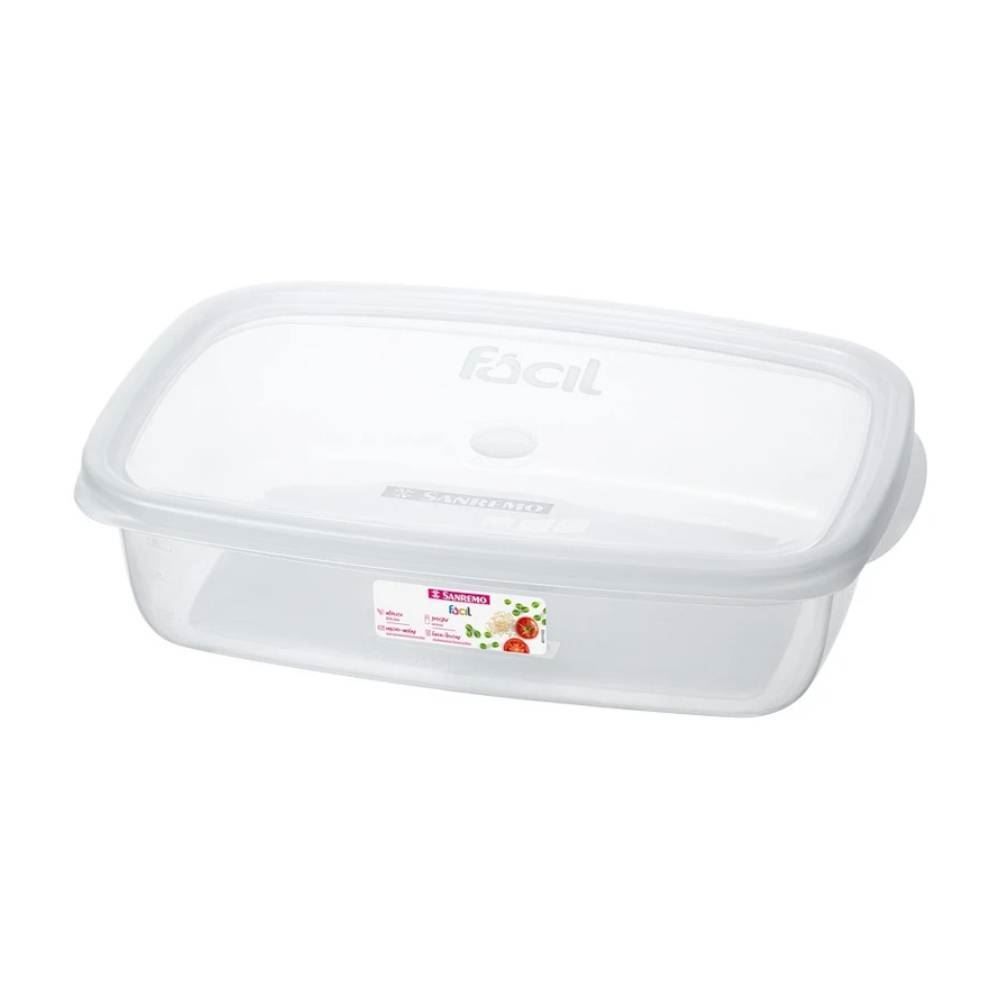 Pote De Plástico Retangular Fácil Sanremo 1,8L - Transparente