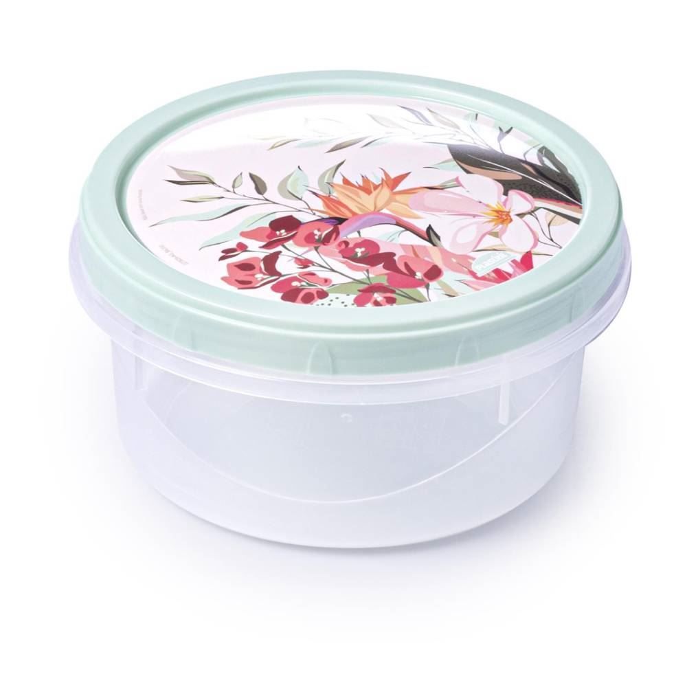 Pote De Plástico De Rosca Decorado Plasútil 900Ml - Floral
