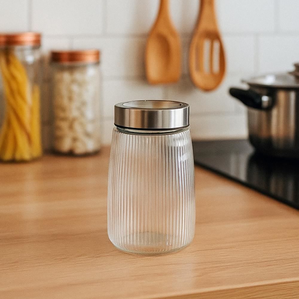 Pote De Vidro Canelado Com Tampa De Metal 1,8 Litros - Havan Casa