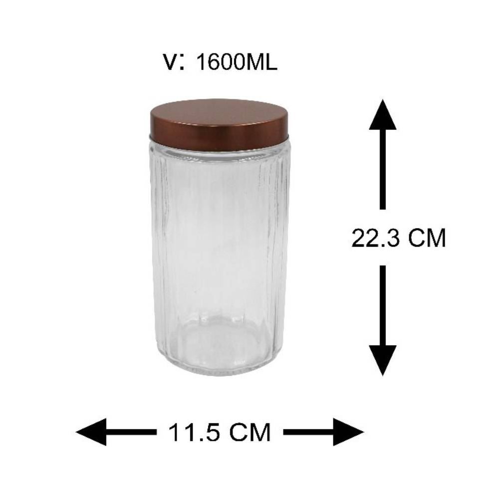 Pote De Vidro Canelado Com Tampa Rosca Rose 1,5 Litro - Havan Casa