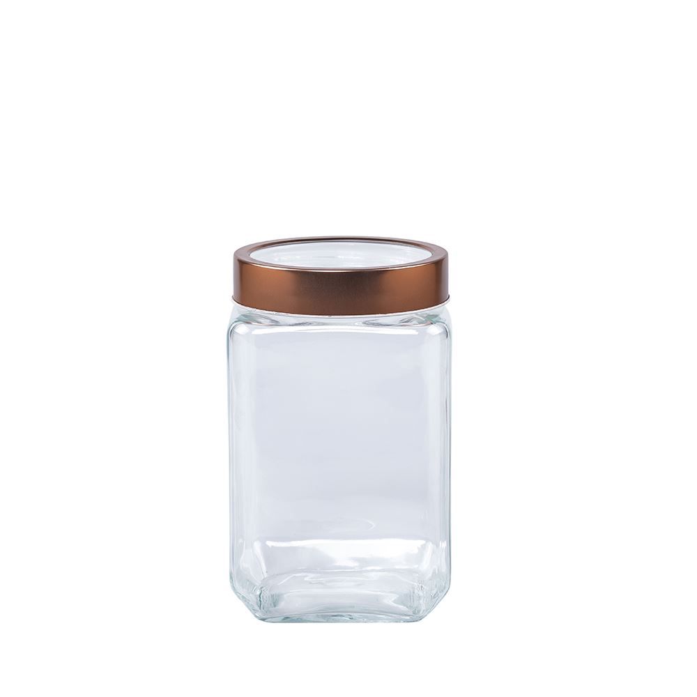 Pote De Vidro Com Tampa 1,7 Litros Lyor - Gold Rosé