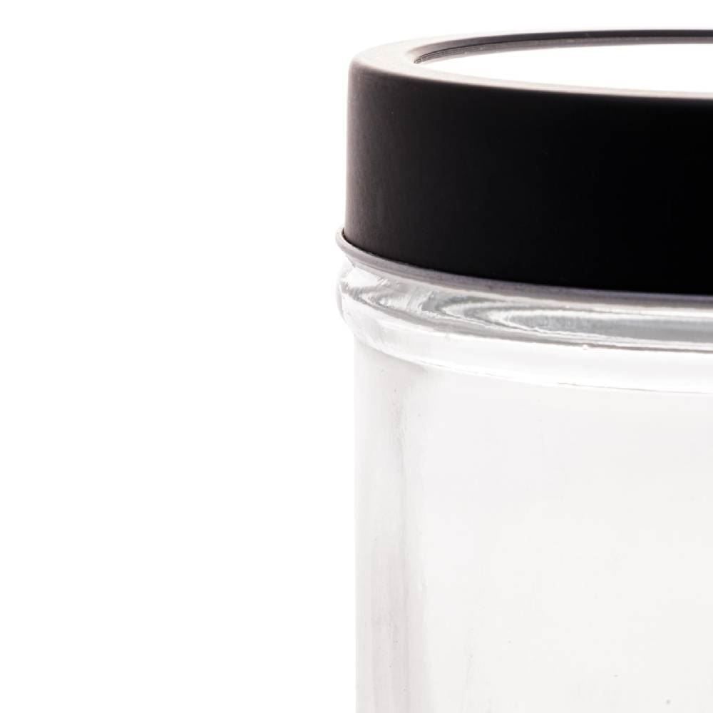 Pote De Vidro Com Tampa Acrílico Lyor 500Ml - Preto