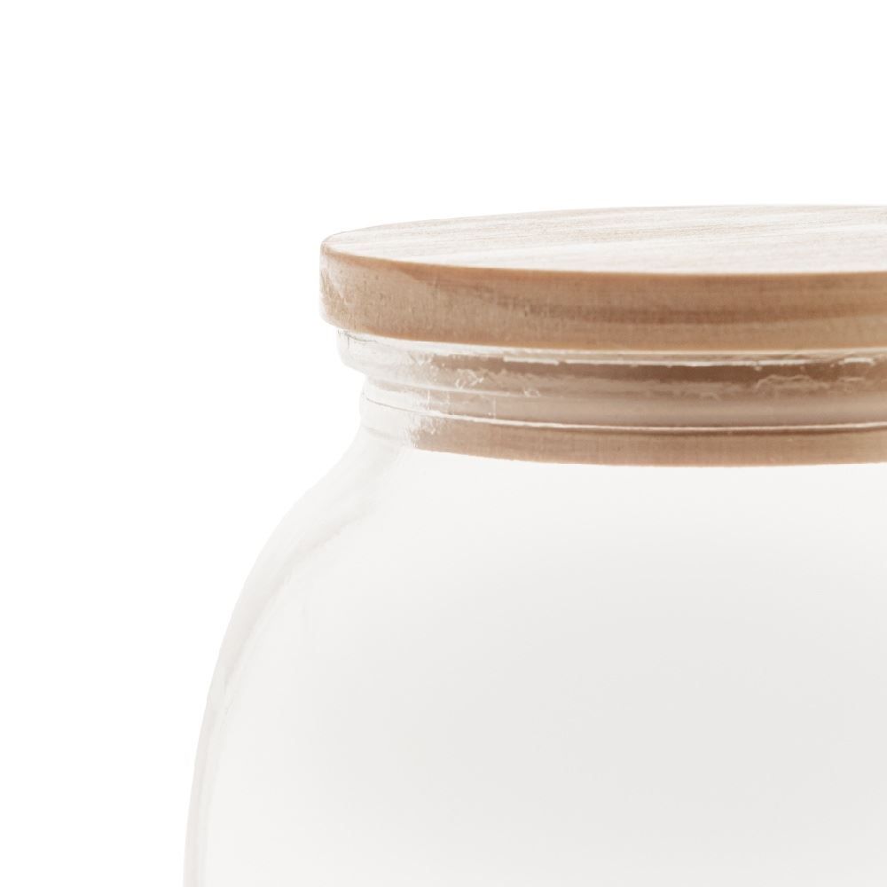 Pote De Vidro Com Tampa De Bambu Lyor 1 Litro - Transparente