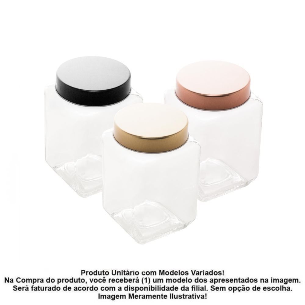 Pote de Vidro com Tampa de Metal 750Ml - Sortido