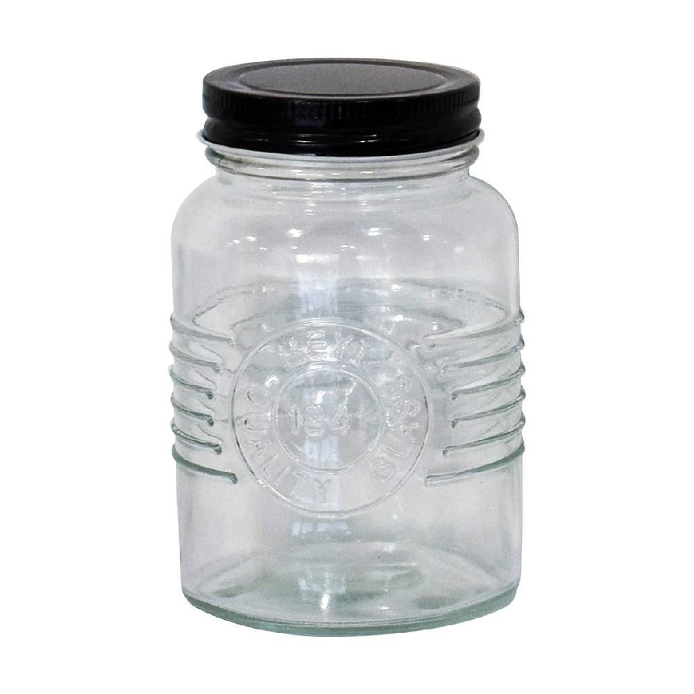 Pote De Vidro Com Tampa De Metal Dynasty 600Ml - Preto 