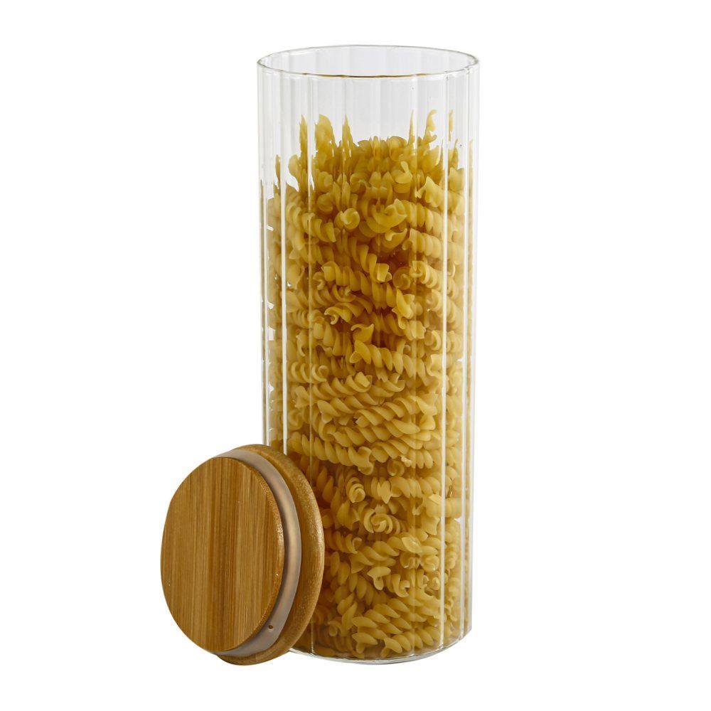 Pote De Vidro Com Tampa Em Bambu Gourmet Wolff - 1,1 Litros