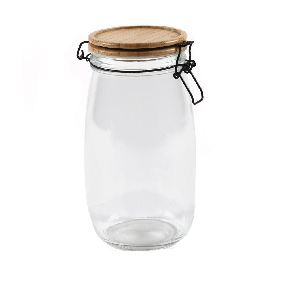 Pote De Vidro Com Tampa Em Bambu Havan Casa 1,4 Litros - Transparente 