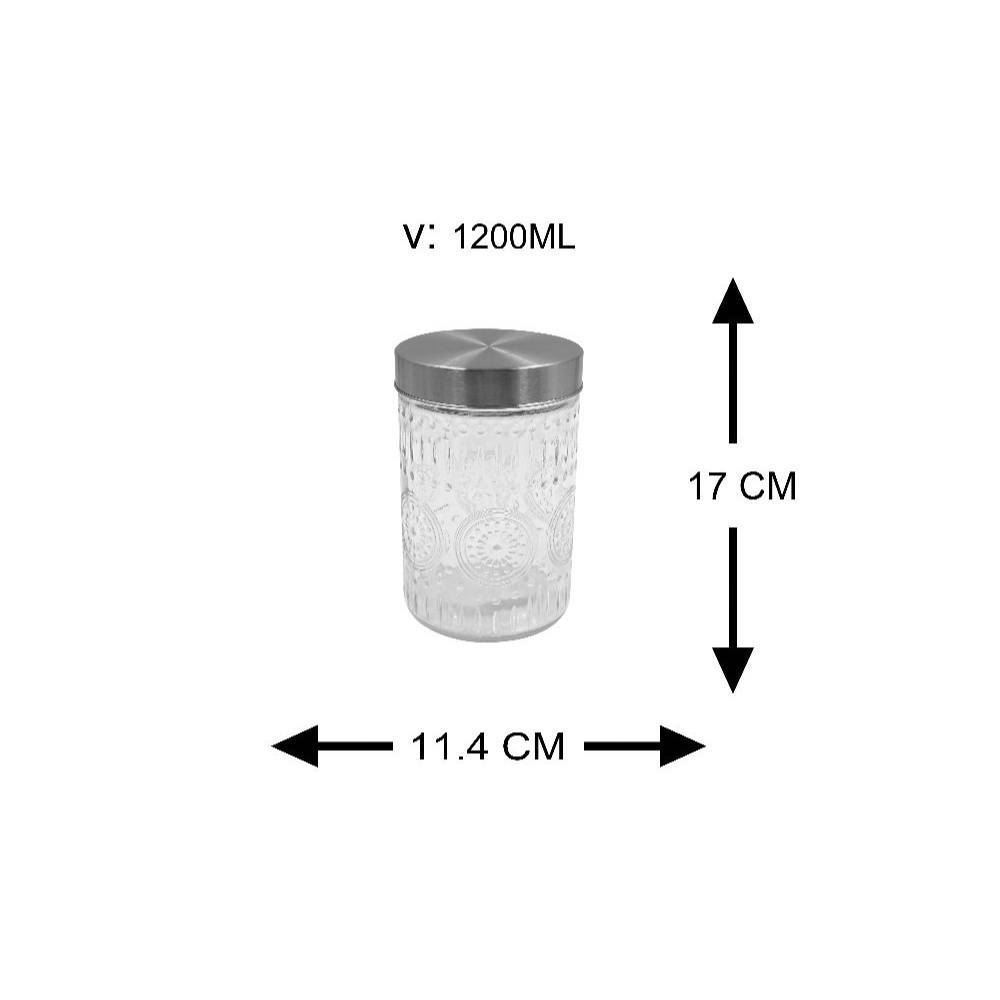 Pote De Vidro Com Tampa Inox 1,2 Litros Mandala - Havan Casa