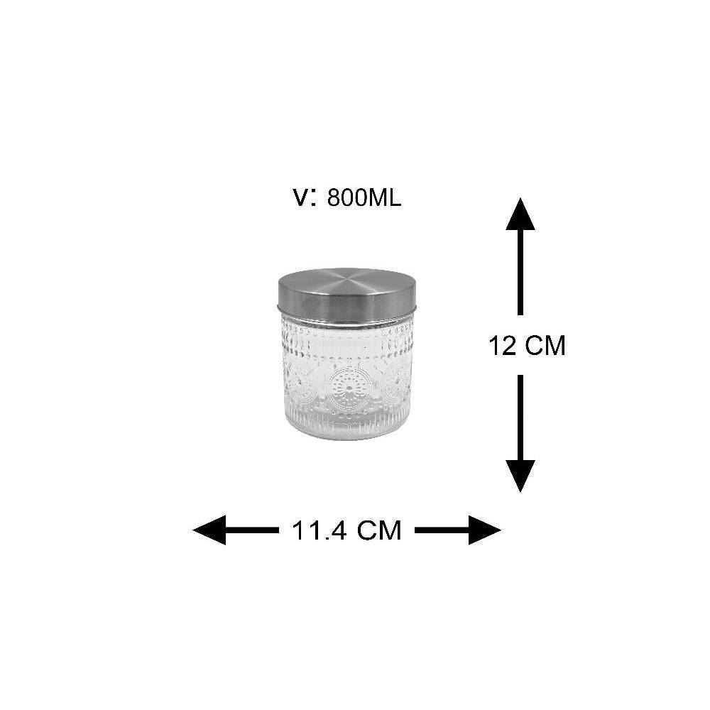 Pote De Vidro Com Tampa Inox Mandala 800Ml - Havan Casa