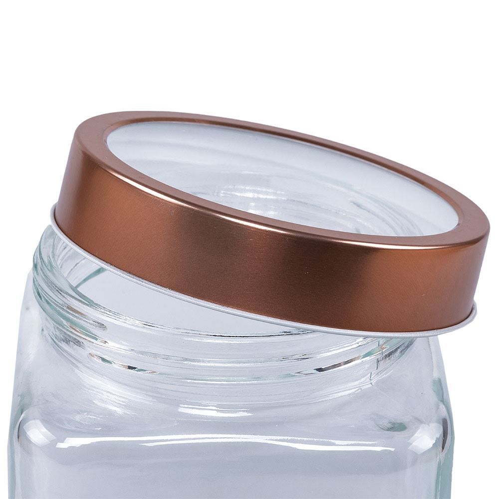 Pote De Vidro Com Tampa Lyor 1,2 Litros - Gold Rosé