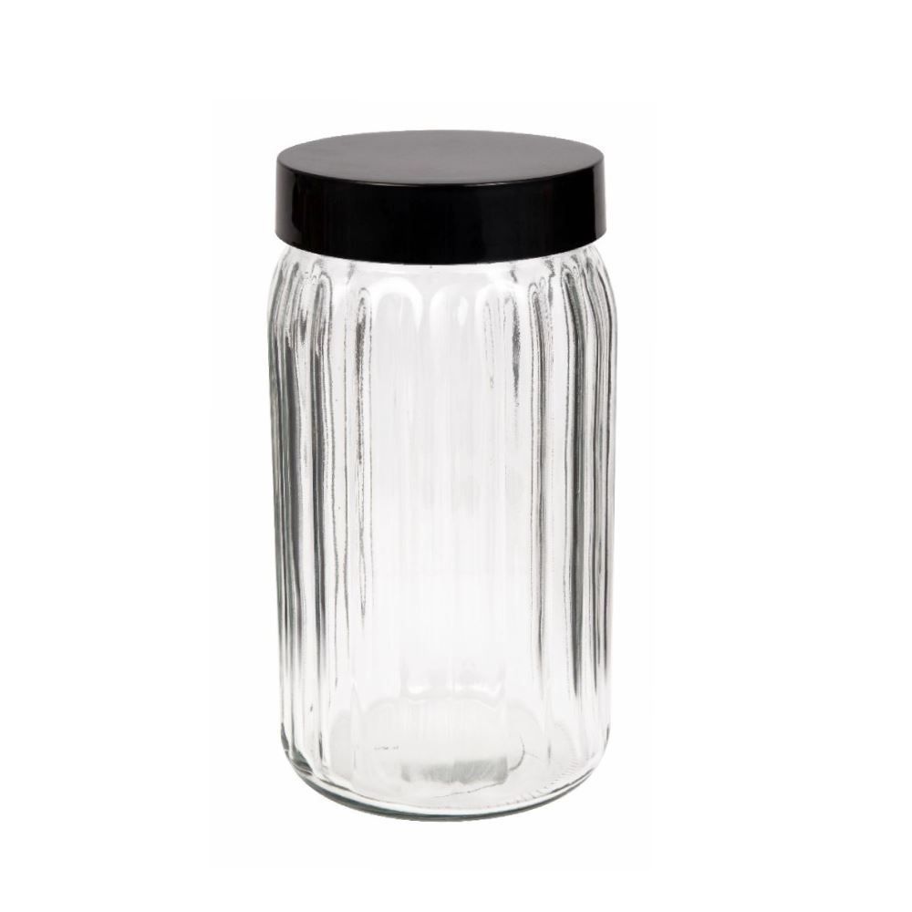 Pote De Vidro Com Tampa Preta Havan Casa 2 Litros - Transparente