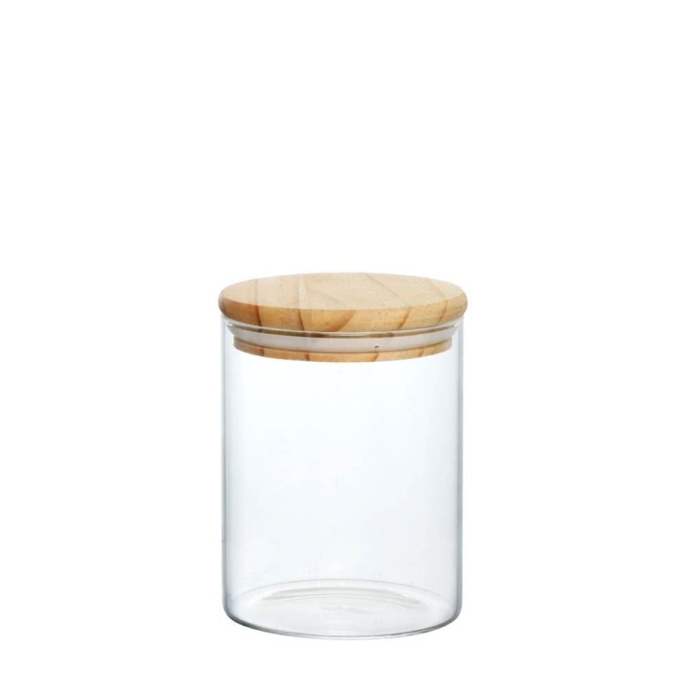 Pote De Vidro Hermético Com Tampa De Bambu Hauskraft 550Ml - Liege