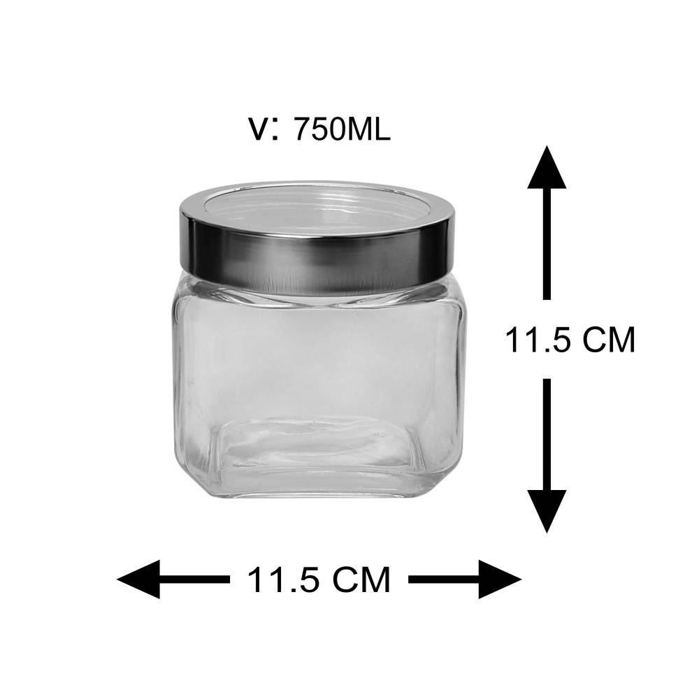 Pote De Vidro Hermético Quadrado 750Ml - Havan Casa