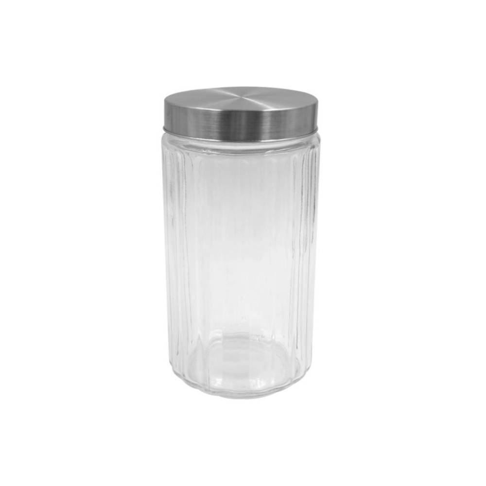 Pote De Vidro Listras Relevo Com Tampa Inox 1,7 Litros - Havan Casa